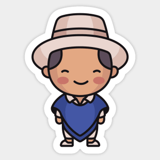 Cute Traditional Ecuadorian Villager Sticker